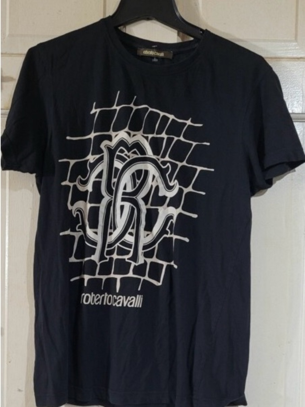 Roberto Cavalli Black Short-Sleeve Logo Graphic Tee